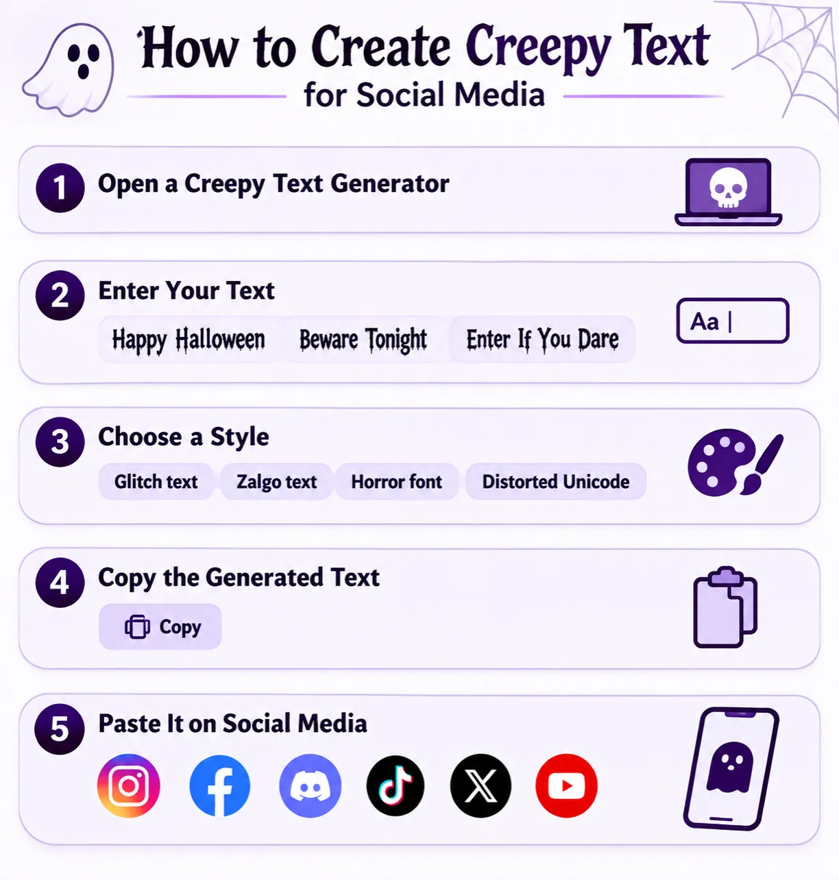 How to Create Creepy Text for Social Media Steps