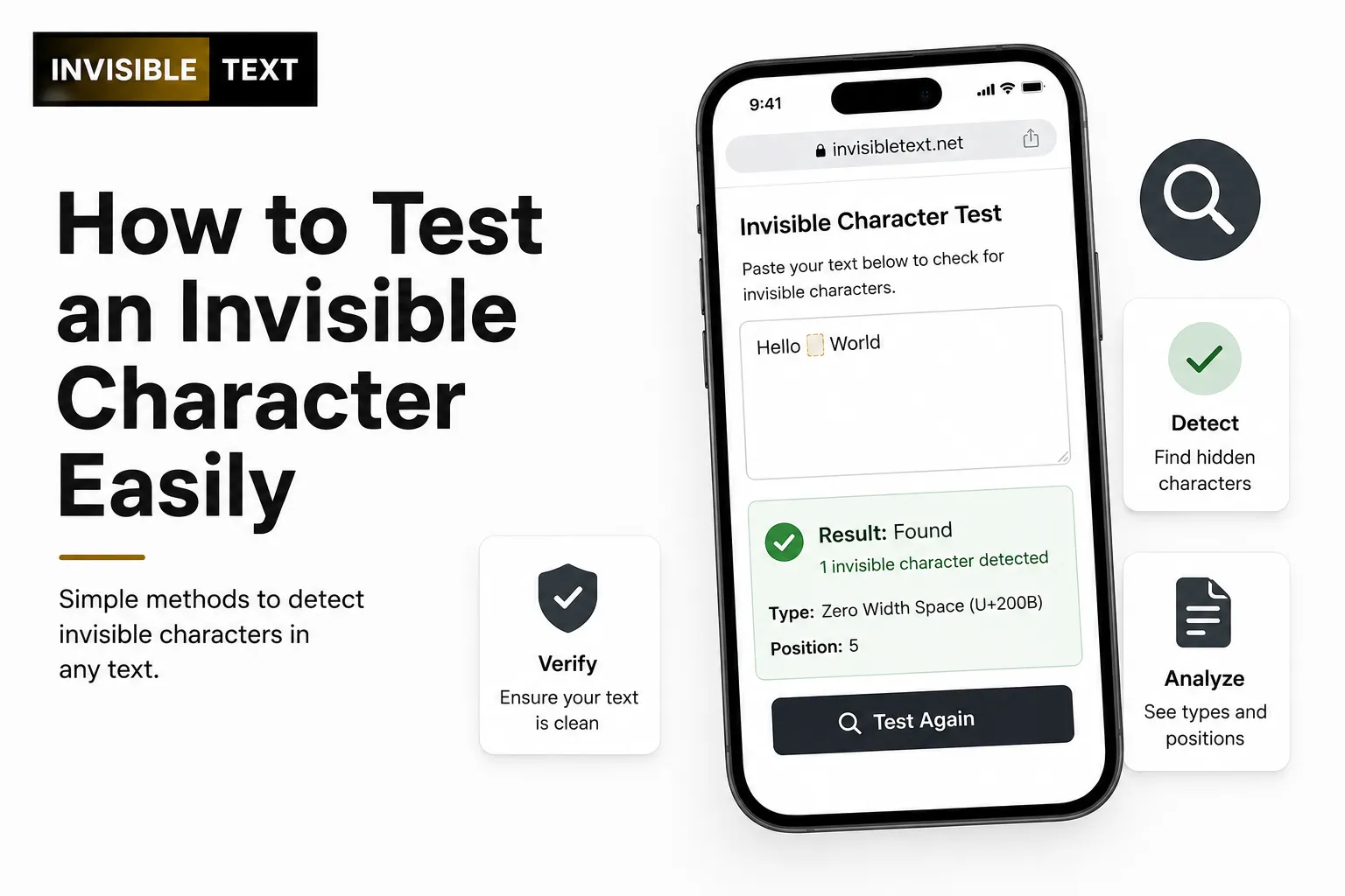 How to Test an Invisible Character Easily