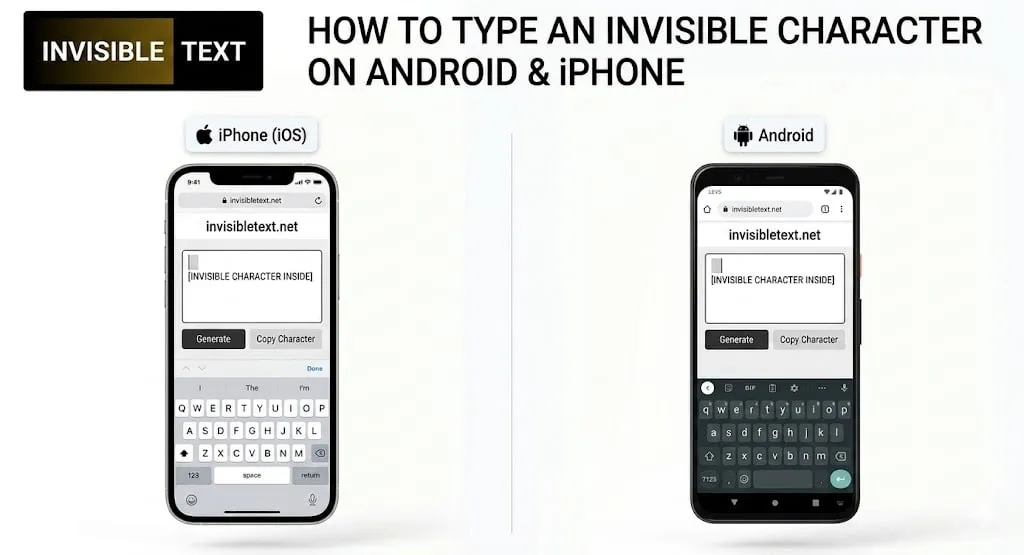 How to Type an Invisible Character on Android and iPhone?