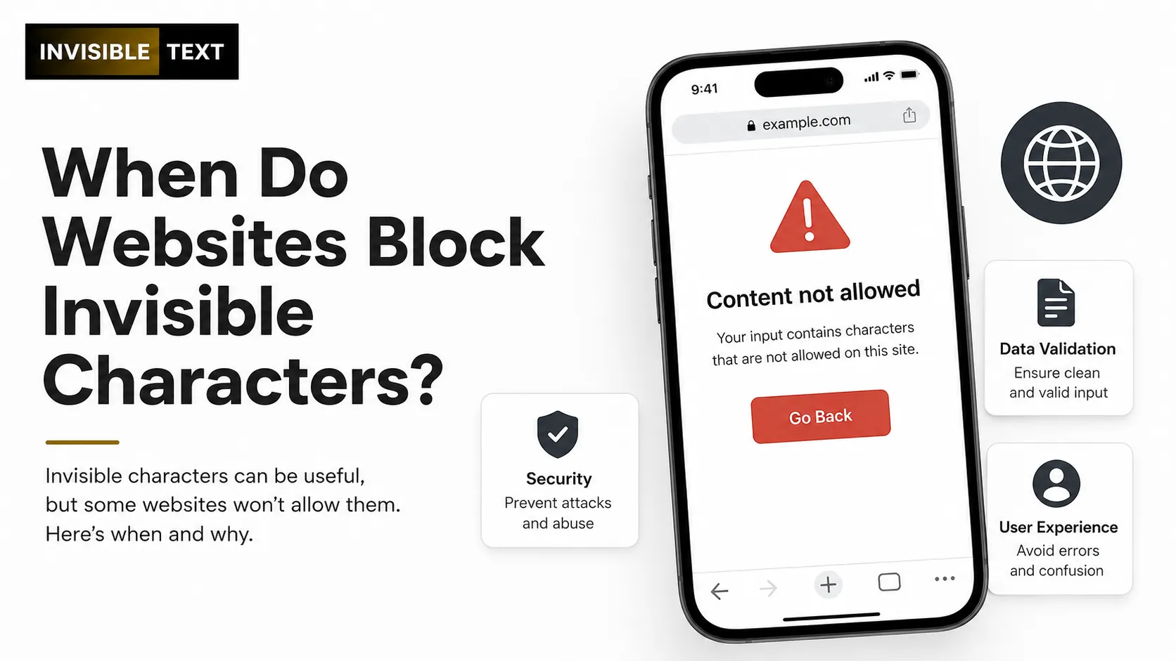 When Do Websites Block Invisible Characters?